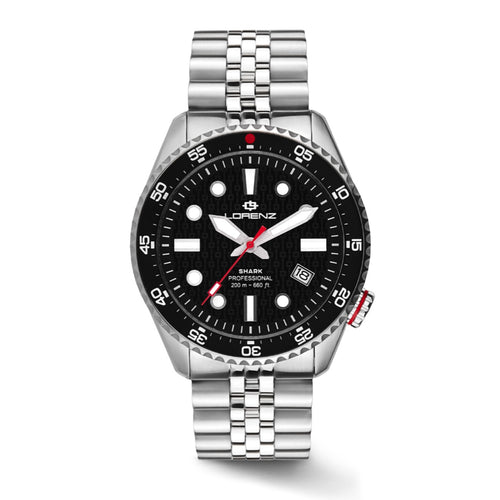 Orologio LORENZ uomo Shark 5 Automatico acciaio / nero - 200 metri