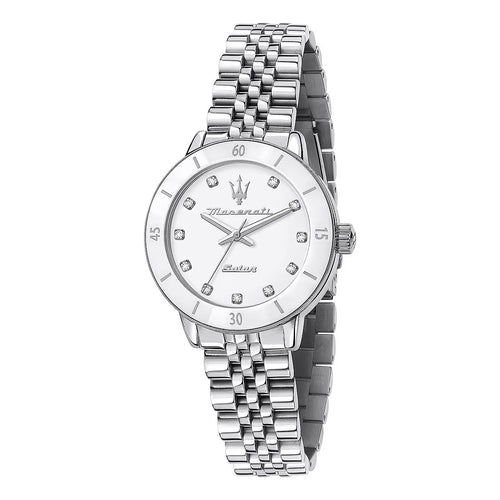 Orologio MASERATI donna Successo Solar acciaio / bianco