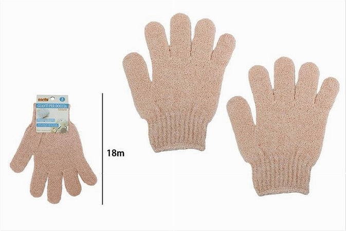 Set 2 Pezzi Guanti Di Crine Per Doccia Bagno Esfoliante Pelle Corpo Rosa 79721