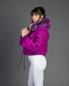 Beatrice Bis - Giacca Donna Viola in vera pelle e vera pelliccia