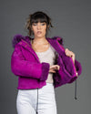 Beatrice Bis - Giacca Donna Viola in vera pelle e vera pelliccia