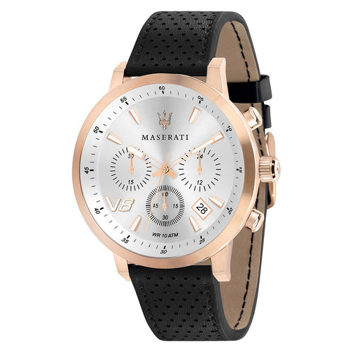Orologio MASERATI uomo GT crono pelle nero / oro rosa