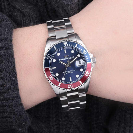 Orologio PHILIP WATCH uomo Caribe datario acciaio blu / rosso