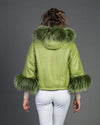 Bea - Giacca Donna Verde in vera pelle e vera pelliccia