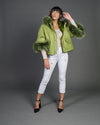 Bea - Giacca Donna Verde in vera pelle e vera pelliccia