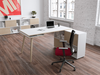 Postazione lavoro composta da scrivania e mobile contenitore cm. 160x160x81,5h