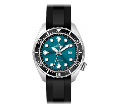 Orologio LORENZ uomo Scuba datario gomma nera / petrolio