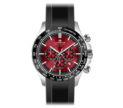 Orologio LORENZ uomo Crono Professional gomma nera / rosso