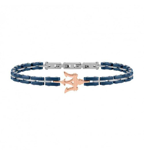 Bracciale MASERATI uomo Ceramic blu - logo oro rosa