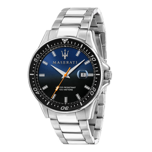 Orologio MASERATI uomo Sfida datario acciaio / nero blu