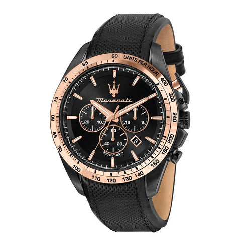 Orologio MASERATI uomo Traguardo cronografo pelle nero / oro