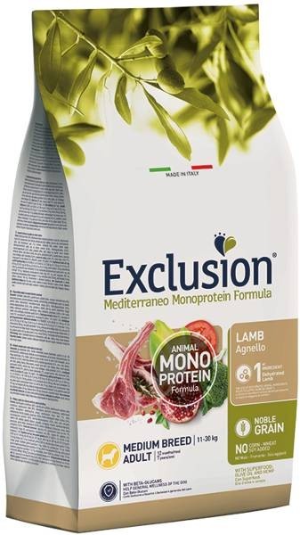Exclusion Monoprotein Cani Adulti Medium Breed agnello