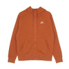 Nike Felpa Leggera Cappuccio Zip Uomo Sportswear Club Hoodie Full Zip French Terry Light Sienna/light Sienna/white da uomo