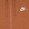 Nike Felpa Leggera Cappuccio Zip Uomo Sportswear Club Hoodie Full Zip French Terry Light Sienna/light Sienna/white da uomo