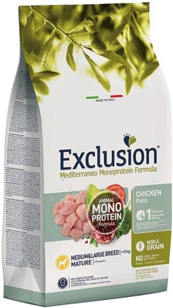 Exclusion Monoprotein Mature Cani Adulti Medium&Large Breed pollo 12 kg