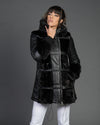 Dany - Giacca Donna Nera in vera pelle e vera pelliccia