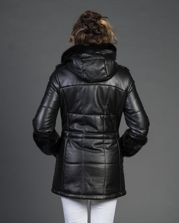 Dany - Giacca Donna Nera in vera pelle e vera pelliccia