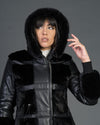 Dany - Giacca Donna Nera in vera pelle e vera pelliccia