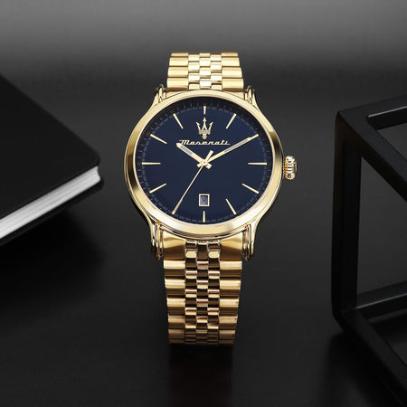 Orologio MASERATI uomo Epoca datario dorato / blu Limited Edition