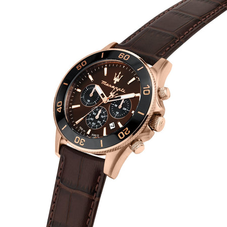 Orologio MASERATI uomo Competizione crono pelle marrone Limited Ed.