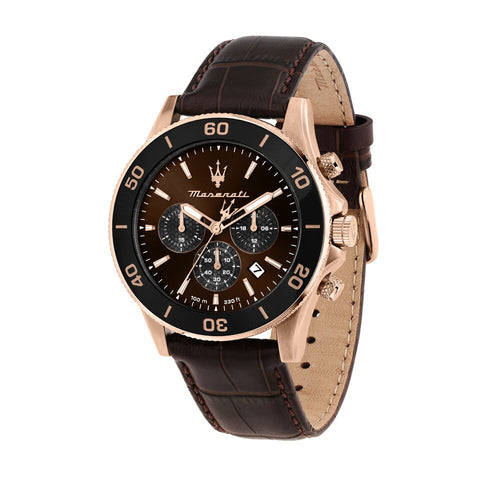 Orologio MASERATI uomo Competizione crono pelle marrone Limited Ed.