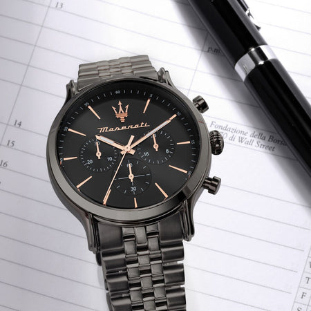 Orologio MASERATI uomo Epoca cronografo acciaio gun Limited Ed.