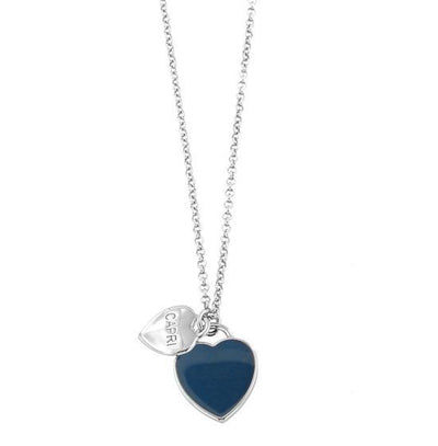 BYSIMON - Collana in Metallo con cuore pendente in smalto blu