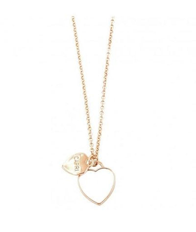 BYSIMON - Collana in Metallo con cuore pendente in smalto bianco