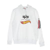 ALPHA INDUSTRIES Felpa Cappuccio Uomo Hot Wheels Flag Hoody White da uomo