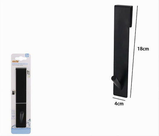 Gancio Per Box Doccia Appendi Asciugamano Accappatoio Bagno 4 X 18 Cm Nero 87770