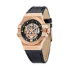 Orologio MASERATI Uomo Potenza Automatico Pelle Nera/Oro Rosa