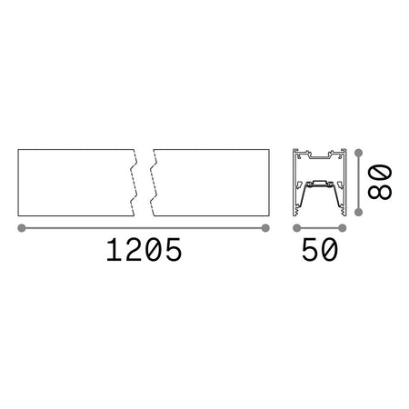 Sistema Lineare Fluo Wide Alluminio Nero Led 27W 4000K Luce Naturale L.120,5