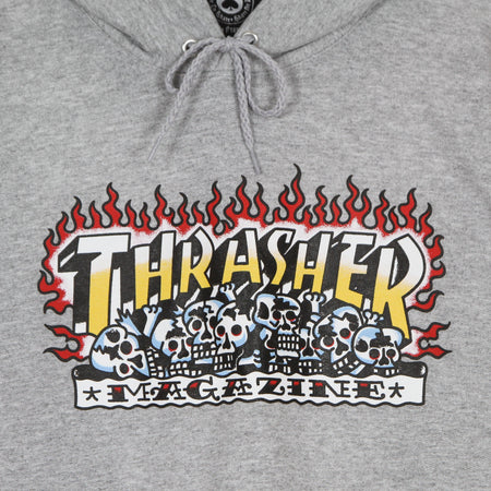 THRASHER Felpa Cappuccio Uomo Krak Skulls Hood Heather Grey da uomo