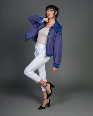 Marisol - Giacca Donna Lilla in vero montone Shearling