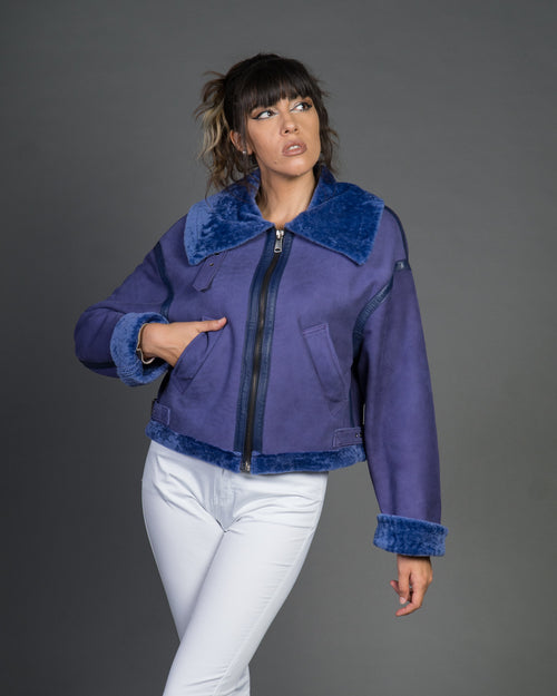 Marisol - Giacca Donna Lilla in vero montone Shearling