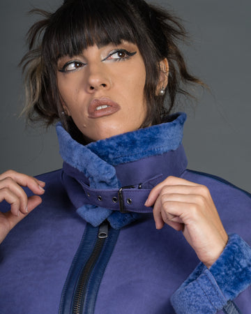 Marisol - Giacca Donna Lilla in vero montone Shearling