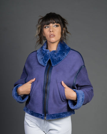 Marisol - Giacca Donna Lilla in vero montone Shearling