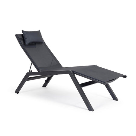 Lettino chaise longue "Krion" con poggiatesta, struttura in alluminio verniciato per esterno