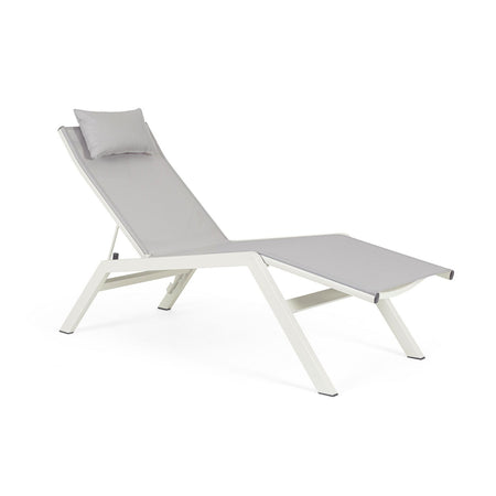 Lettino chaise longue "Krion" con poggiatesta, struttura in alluminio verniciato per esterno