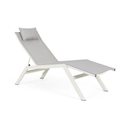 Lettino chaise longue Krion con poggiatesta, struttura in alluminio verniciato per esterno