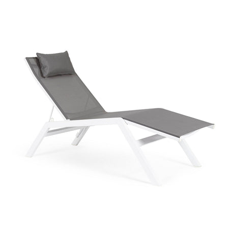 Lettino chaise longue "Krion" con poggiatesta, struttura in alluminio verniciato per esterno