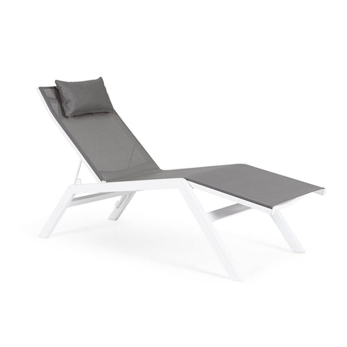 Lettino chaise longue Krion con poggiatesta, struttura in alluminio verniciato per esterno