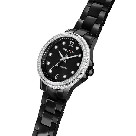 Orologio SECTOR donna 230 acciaio nero / cristalli bianchi