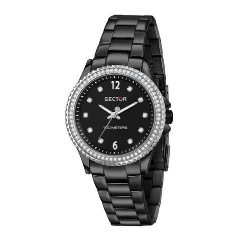 Orologio SECTOR donna 230 acciaio nero / cristalli bianchi