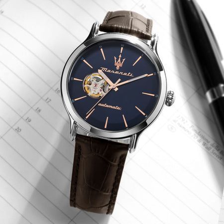 Orologio MASERATI uomo Epoca Automatico marrone / blu