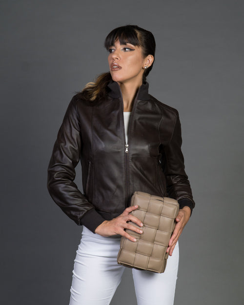 Anto  - Borsa da Donna Crema In Vera Pelle