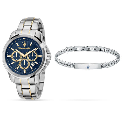 Orologio MASERATI uomo Successo acciaio / blu + bracciale