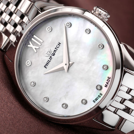 Orologio PHILIP WATCH donna Roma acciaio / bianco diamanti