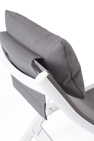 Lettino chaise longue "Krion" con poggiatesta, struttura in alluminio verniciato per esterno