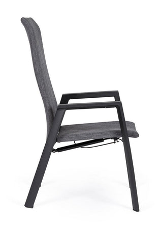 Sedia "Ethan" reclinabile struttura in alluminio con braccioli per interni ed esterni